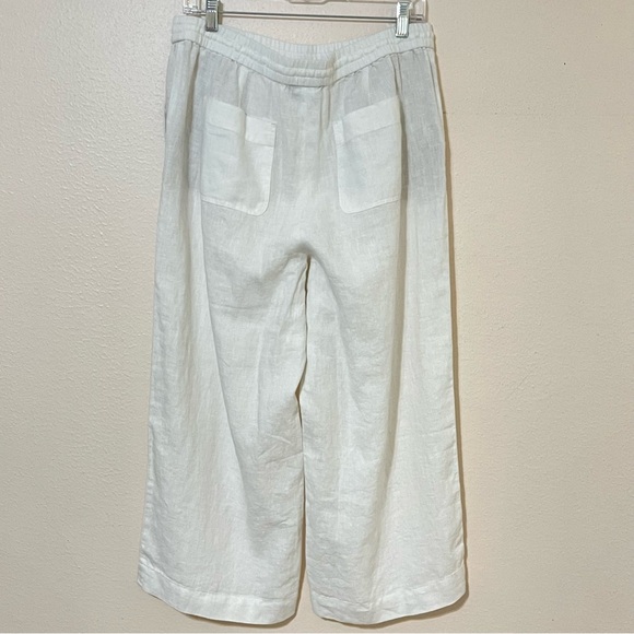 Talbots White Linen Elastic Drawstring Waist Crop Pants Size 10 - Picture 4 of 9